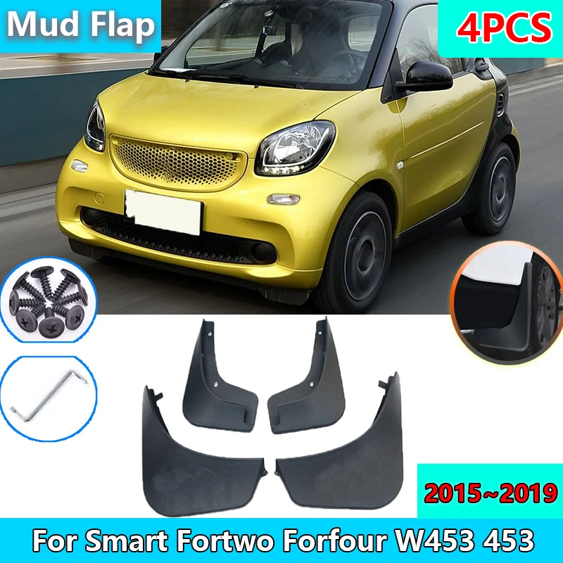 Фото Брызговики для Smart Fortwo Forfour W453 453 2015 ~ 2019 2016 2017 брызговики брызговики крыло передние и задние колеса аксессуары №1
