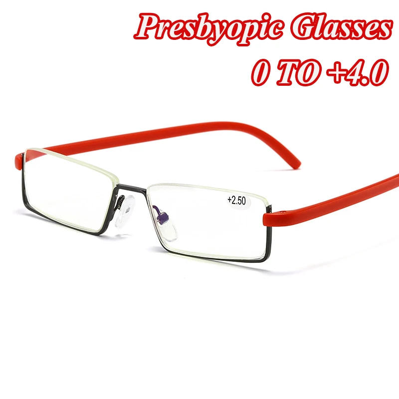 

Business Presbyopic Glasses TR90 Half Frame Blue Light Blocking Reading Eyeglasses Finished Optical Eyewear Diopter 0 To+4.0