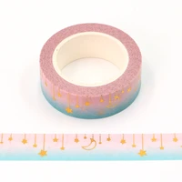 2022 new 1pc 15mm10m decorative gold foil stars moon washi tape scrapbooking stationery office supply masking tape