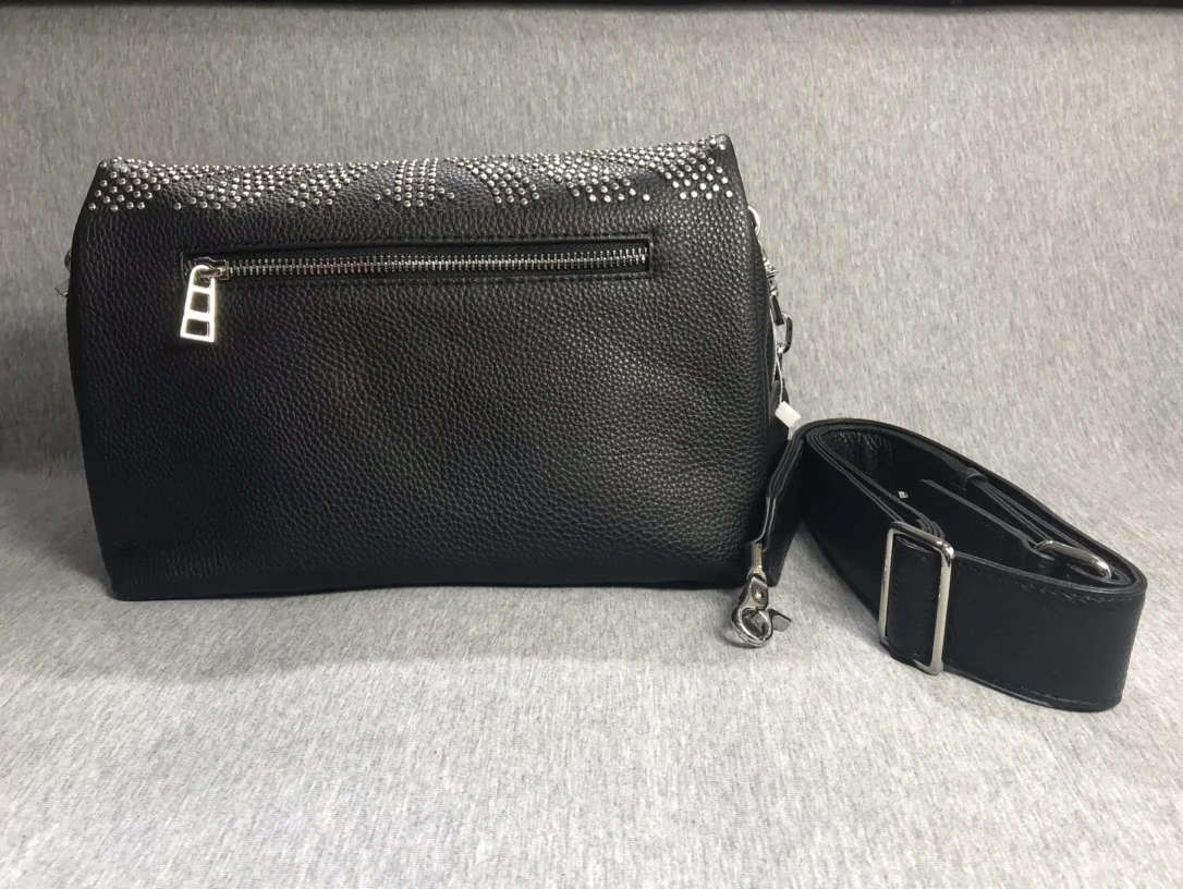 

New Black Bag GENUINE LEATHER Can Be Carried on The Shoulder Worn Crossbody Hold In Hand