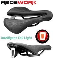 racework pro4 road bicycle cycling saddles mtb bike saddle with warning taillight usb hollow soft comfortable breathable seat