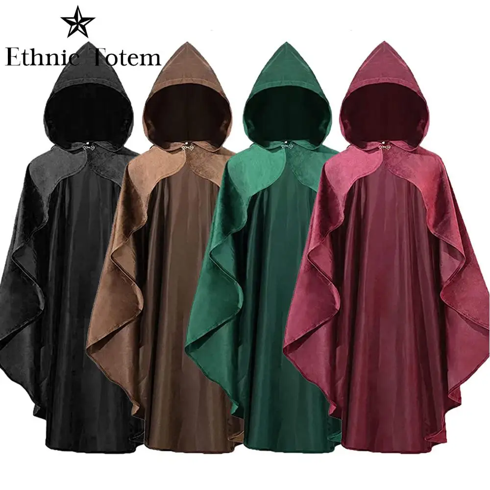 

Women Medieval Archer Cloak Vintage Steampunk Gothic Hooded Cape Archer Witch Halloween Outfit Celtics Cosplay Pointed Cap Cloak