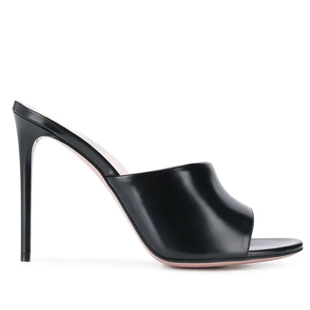 

Gnazhee 2022 Black Stiletto Women's Shoes Sexy Lady Super High Thin Heeled Open Toe Summer Mules Women Sandals