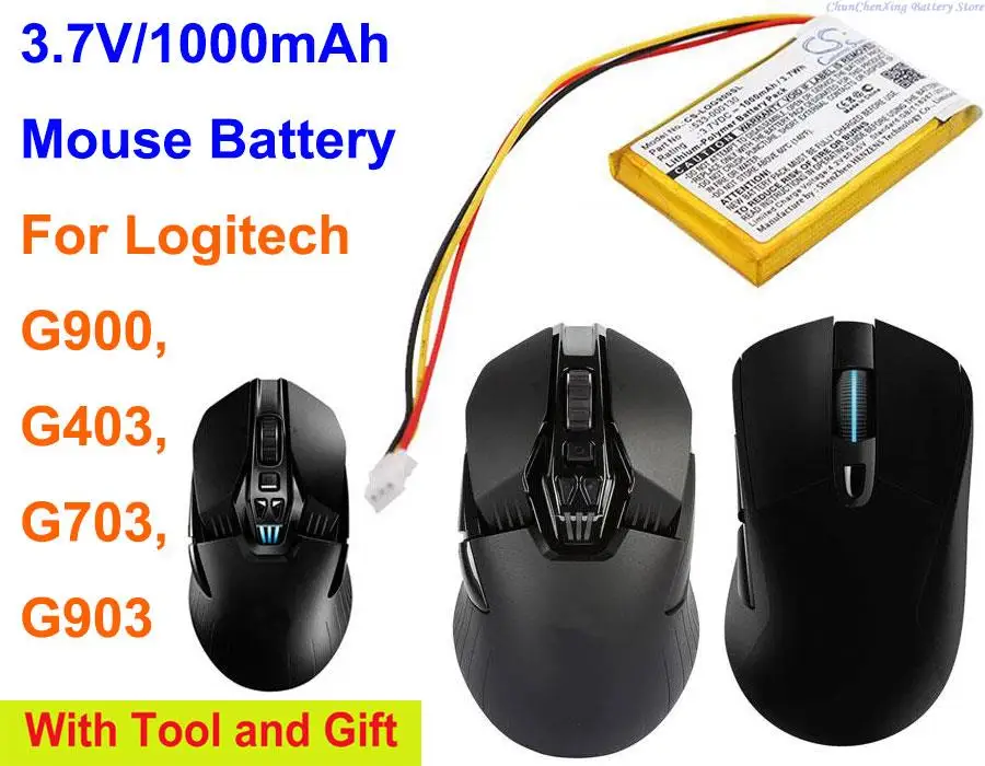 

Cameron Sino 1000mAh Mouse Battery 533-000130 for Logitech G403, G900, G703, G903