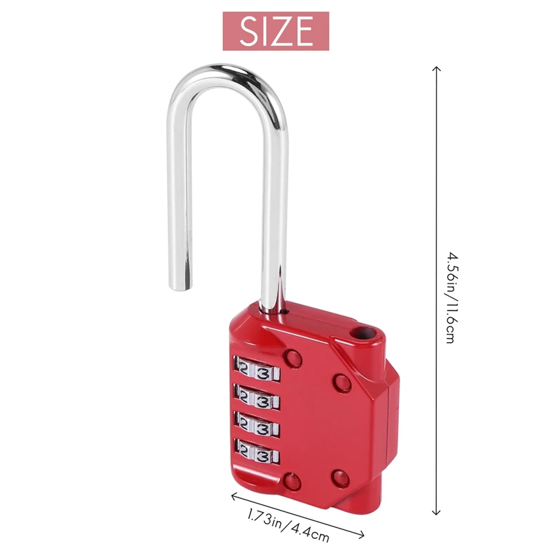 2 упаковки кодовых замков 4-значный сбрасываемый навесной замок с длинной скобой