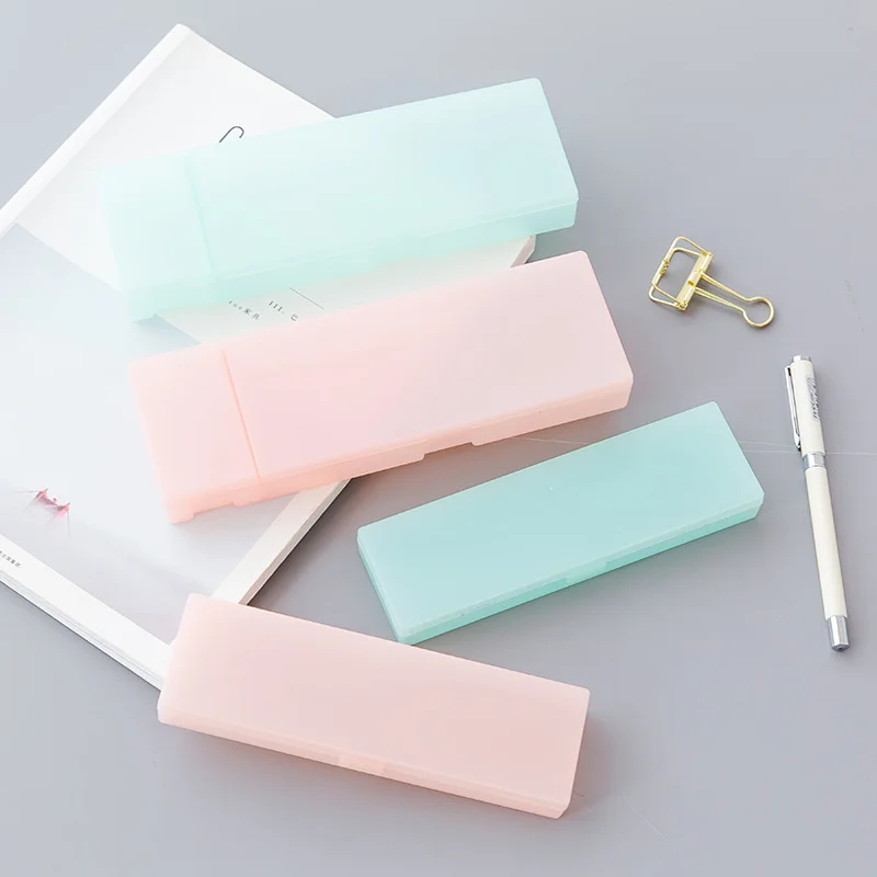 

Frosted Translucent Pencil Case Non-toxic Simple Hard Plastic Pen Box Kids School Stationery Pencilcase Pencils Cases Gift