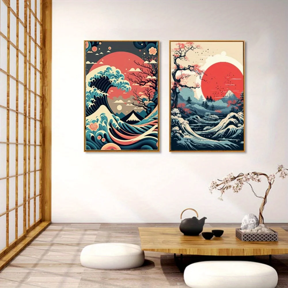 Настенное искусство с японскими природными пейзажами винтажный холст идеальный