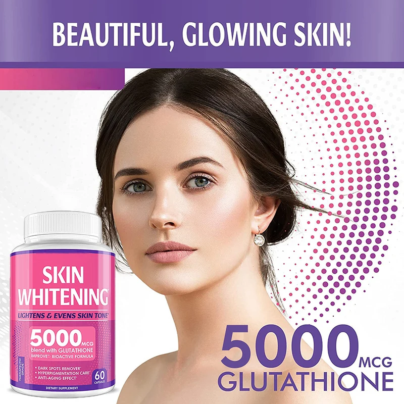 Витамины для отбеливания кожи глутатиона 60 капсул 5000 мкг отбеливающие таблетки