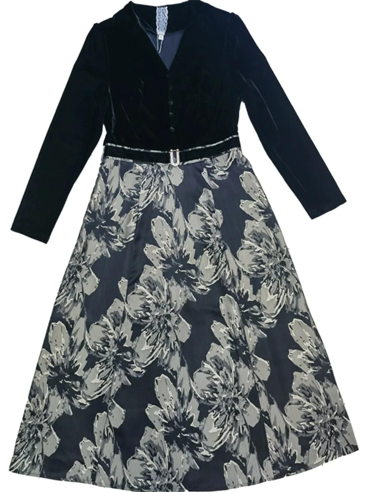 2024 Ранняя весна Цветное платье Женское с длинными рукавами Искусственное