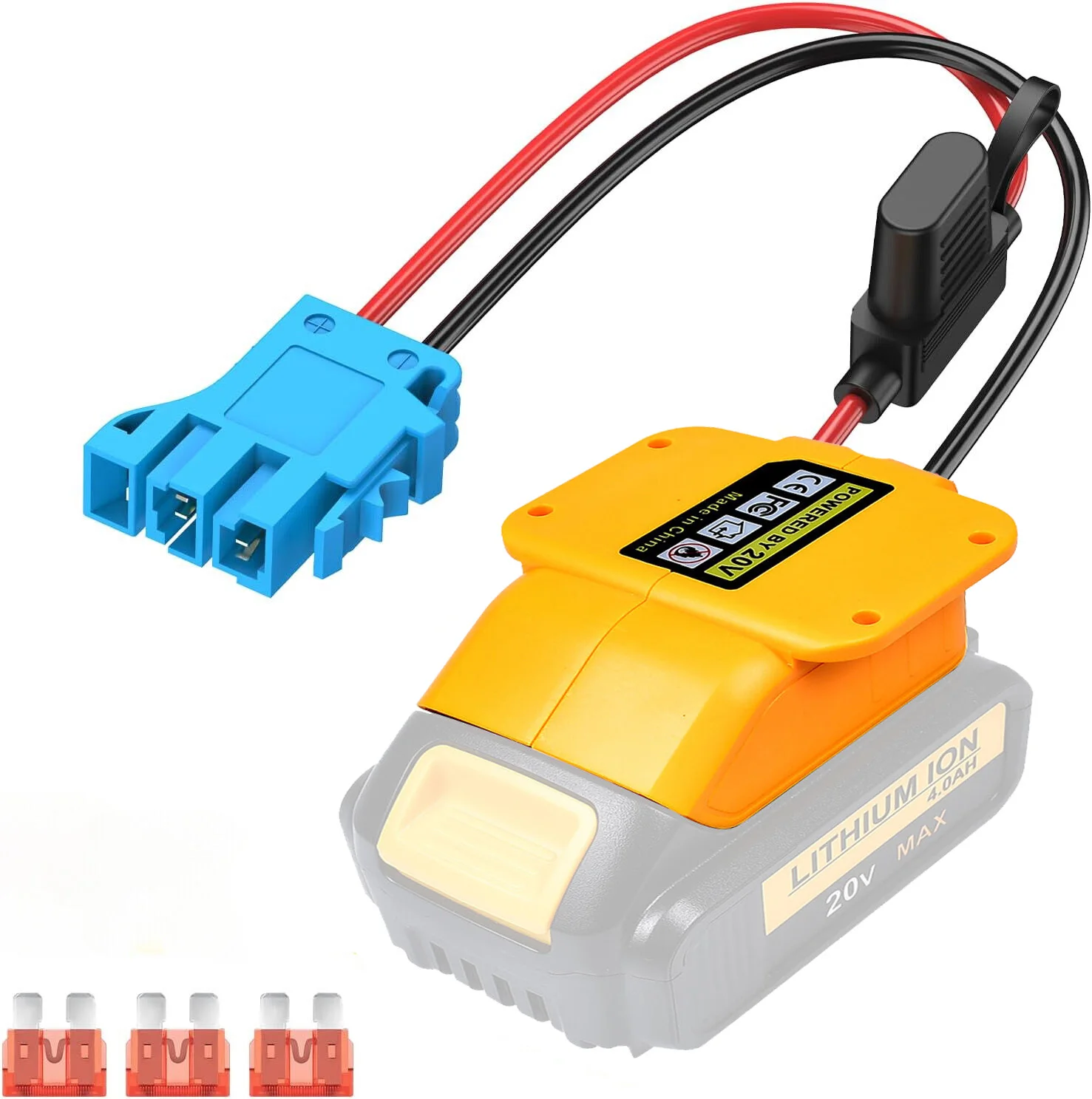 

Адаптер питания на колесах для аккумулятора Dewalt 20 в, адаптер с предохранителем и проводным разъемом, совместимый с игрушками для катания детей Peg-Perego