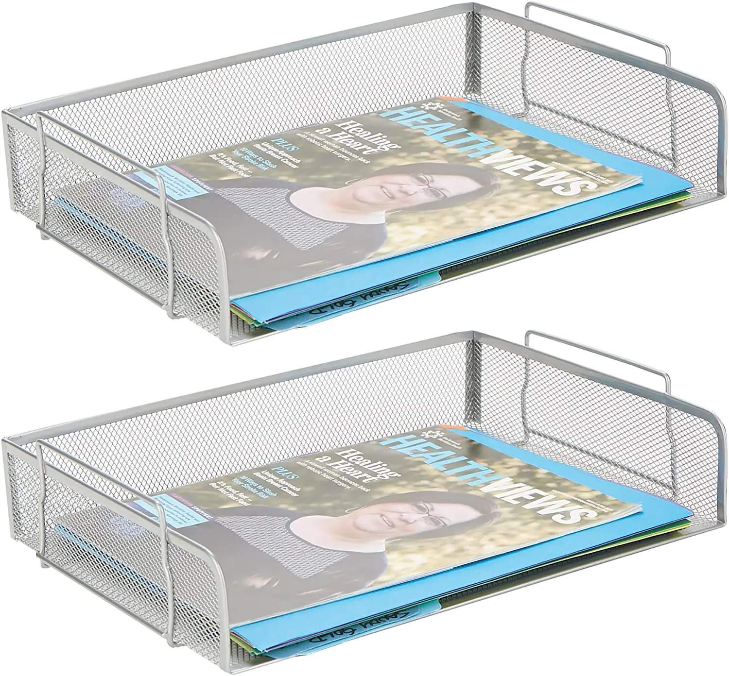

Side load letters stackable mesh table document holder magazine storage desk file organizer black 2 pieces 2 units Office