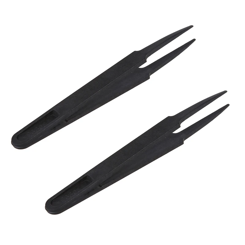 

2X Black Plastic Anti-Static Tweezers Repair Tool