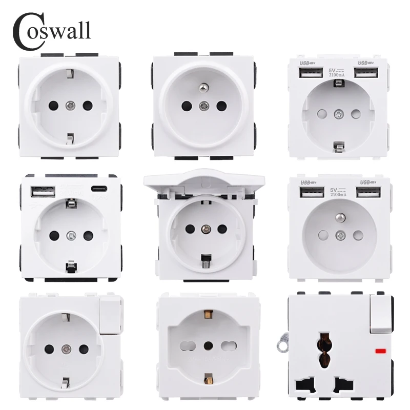 COSWALL C1 E20 X2 L1 S08 белая розетка для ЕС США Великобритании Италии Чили универсальное