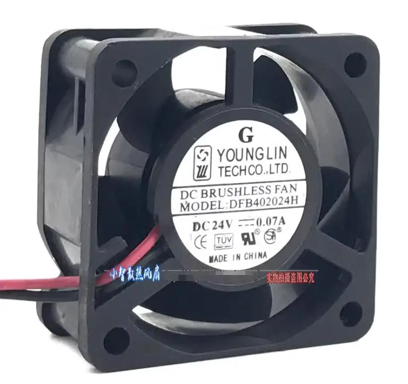 

YOUNG LIN DFB402024H DC 24V 0.07A 40x40x20mm 2-Wire Server Cooling Fan
