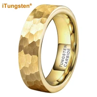 itungsten 6mm 8mm women men gold hammered tungsten carbide ring wedding engagement band fashion jewelry pipe cut comfort fit