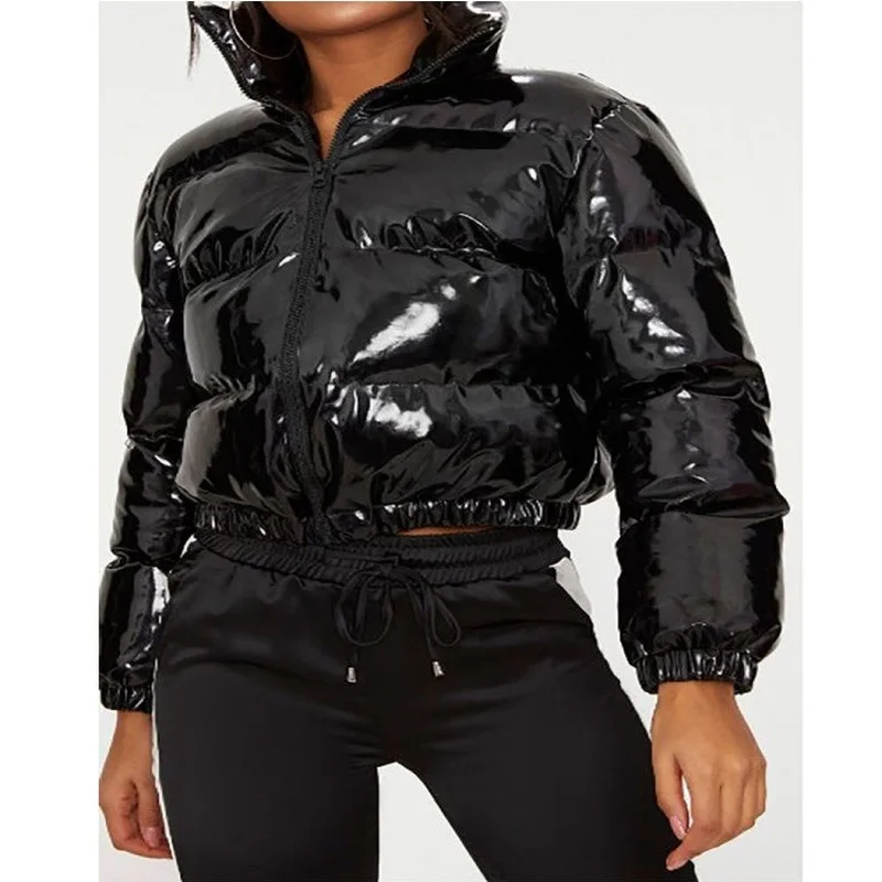 Winter Down Jacket Women's Neon Color Short Bright Color Down Jacket Parker Coat Coat Thick Bubble Coat Fashionable Streetwear