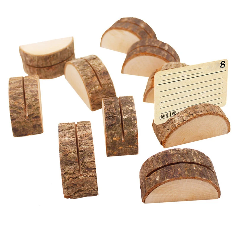 

10PCs Photo Card Holder Tree Stump wooden photo Clip Table Desktop ornaments Creative office Wedding New Year party decoration