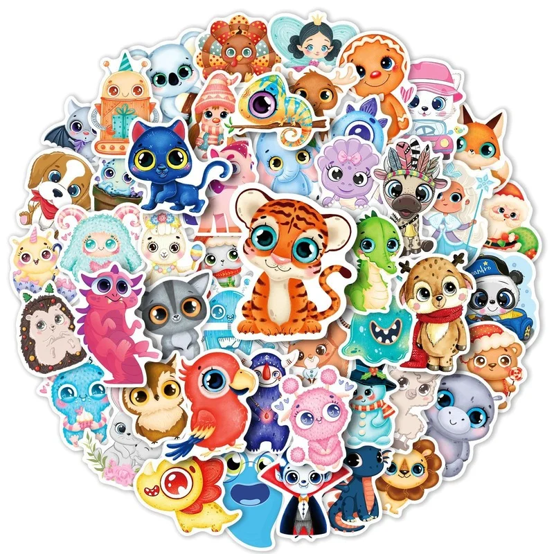 

10/25/50pcs Kawaii Big Eyes Animal Cartoon Stickers Cute Pad Phone Kids Toy Fridge Water Cup Suitcase Motorcycle Decals Gift
