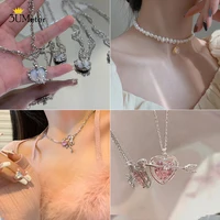 new fashion kpop vintage goth heart pendant choker punk clavicle chain necklace charm pearl necklace women 90s y2k jewelry gift