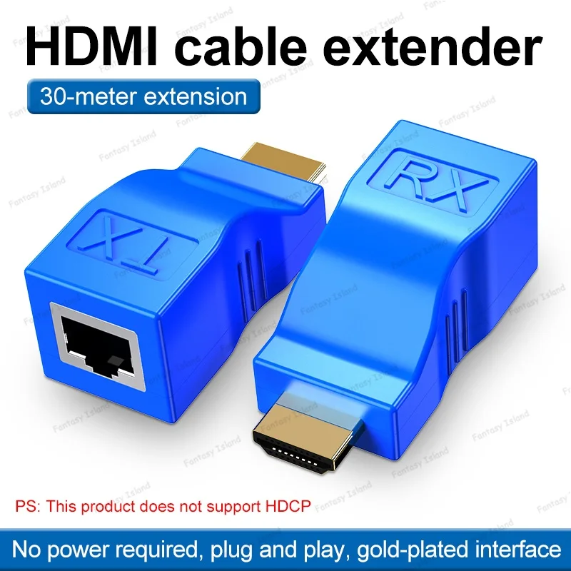 Адаптер HDMI 30 м односетевой кабель передача в RJ45 усилитель сигнала передатчик 4k30hz
