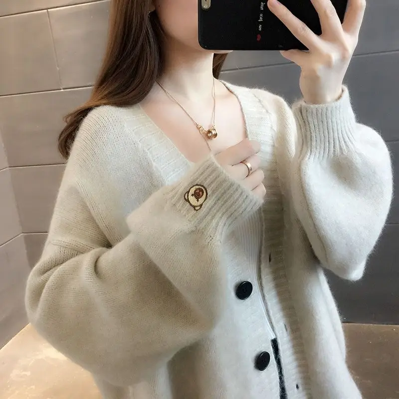 Вязаный кардиган куртка Новинка весна-осень 2023 Корейская версия свободный
