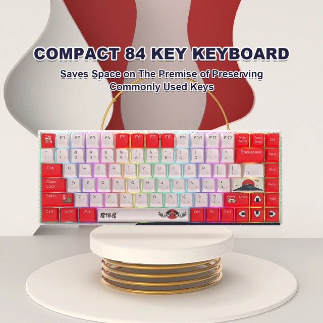 84 Keys Hot Swappable Wireless Mechanical Keyboard RGB Backlit Custom Izakaya Theme Keyboard 75% Layout TKL Gaming Keyboard 5