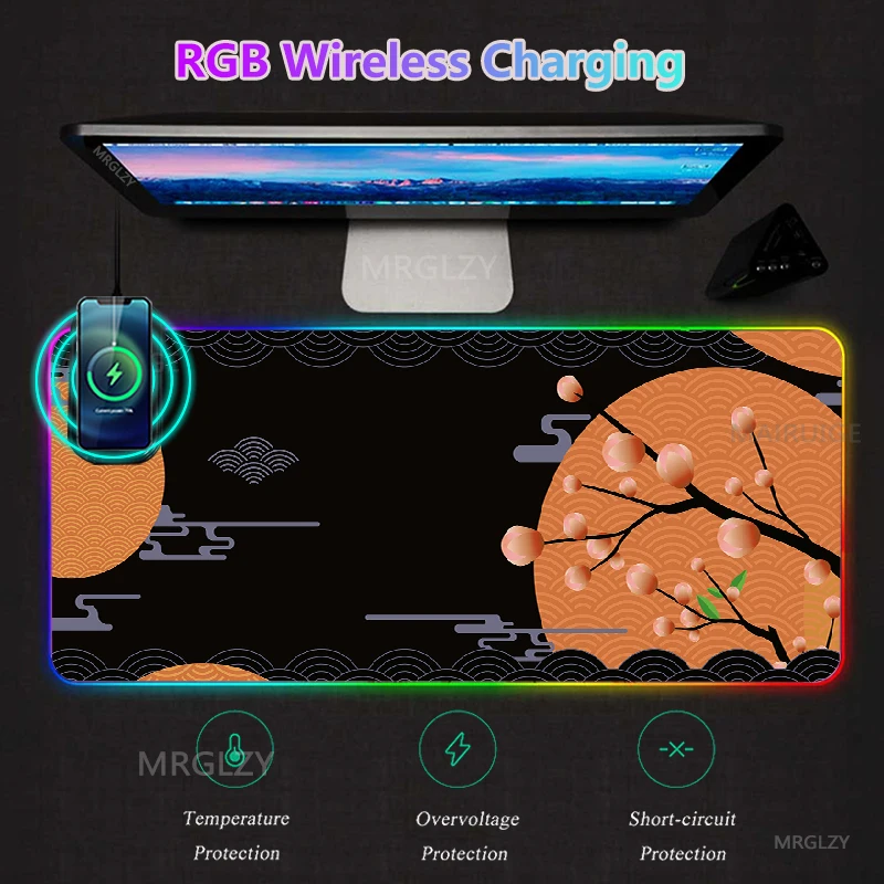 

RGB-светодиодный Светка для мыши, коврик для мыши, коврик для мыши, аксессуары для игр в японском стиле, подсветка XXL, игровой коврик для мыши, к...