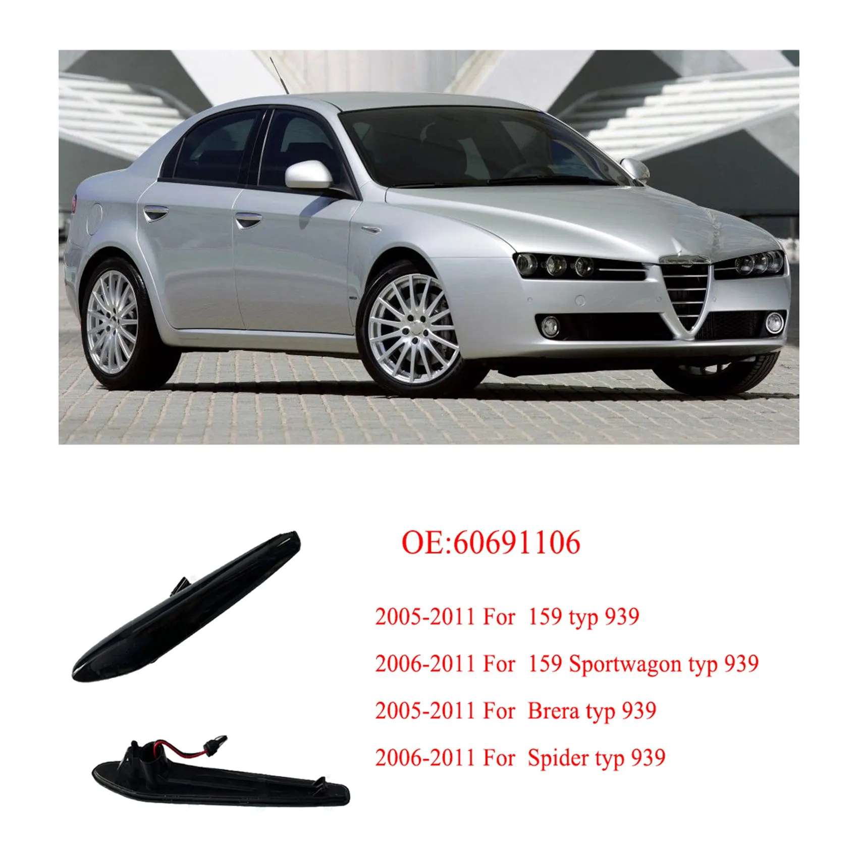 Автомобильный динамический поворотный сигнал внешний габаритный фонарь для Alfa