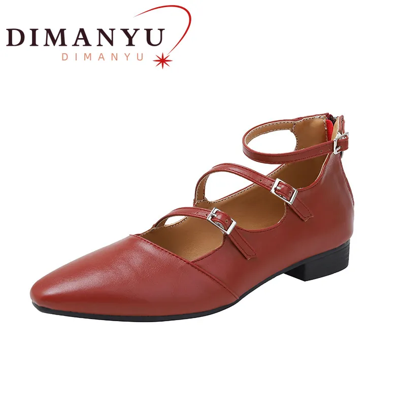 

DIMANYU Spring Lolita Shoes Women Shallow Mouth One Word Buckle Mary Jane Shoelaces Retro Back Zipper High Top Women Shoes