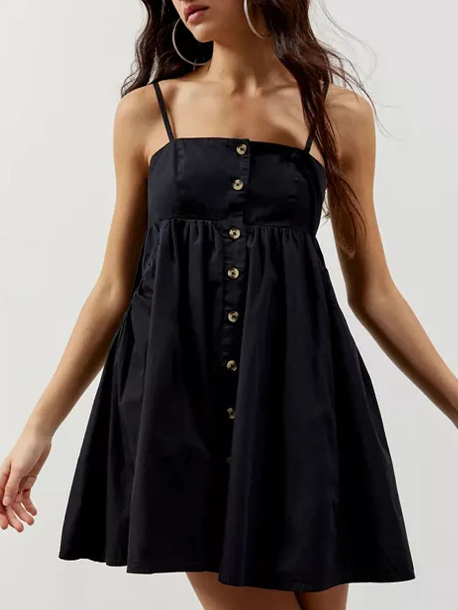 Мини-платье Rteyno женское ТРАПЕЦИЕВИДНОЕ летнее повседневное однотонное платье на