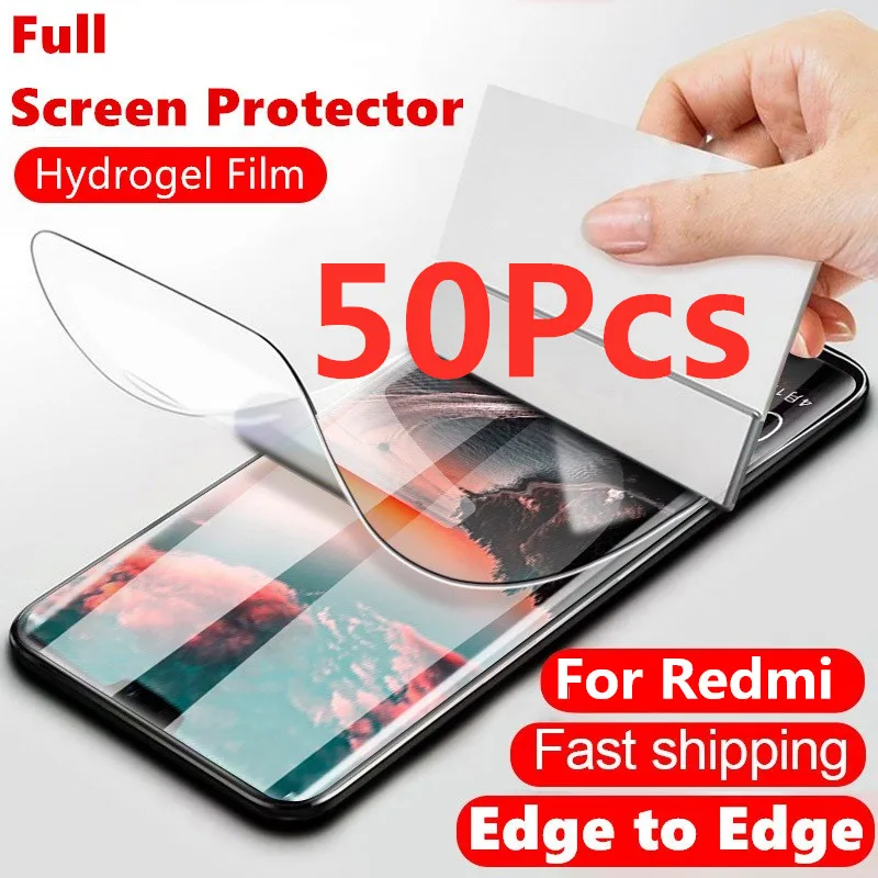 

50Pcs Hydrogel Film For Xiaomi Redmi Note 12 11 10 9 8 7 Pro Plus 5G Screen Protector Plus Soft Films Pelicula hidrogel Note12