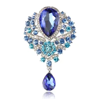 women brooch korean fashion style big rhinestones lapel pins ol wedding accessories elegant crystal flower luxury jewelry 2022