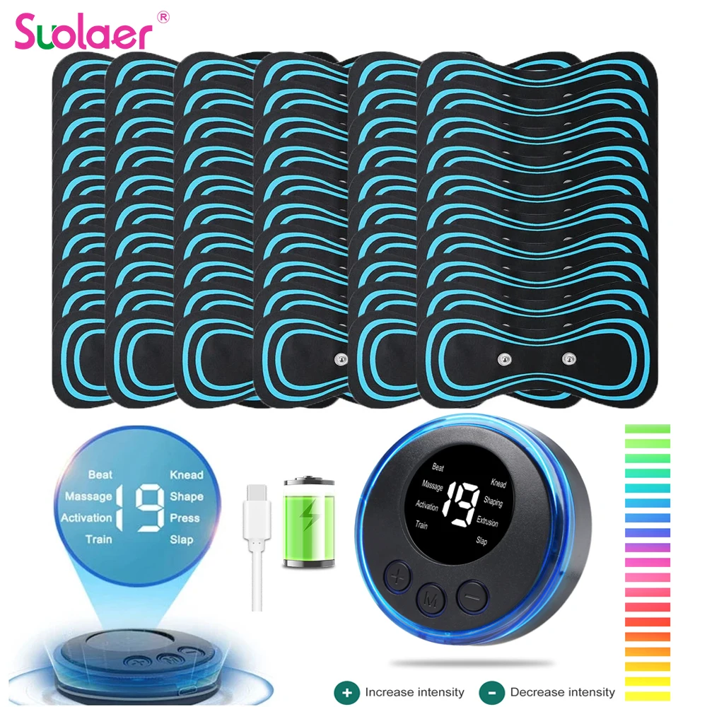 

Английский дисплей EMS Электрический массажер для шеи с 50 шт. подушечками USB 8 режимов шейный массажер для спины и тела пульс, мышца стимулятор