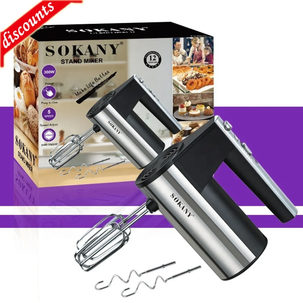

Электрический кухонный миксер Sokany 6619, настольная подставка, миксер для теста для торта, ручной блендер для взбивания яиц, устройство для взб...
