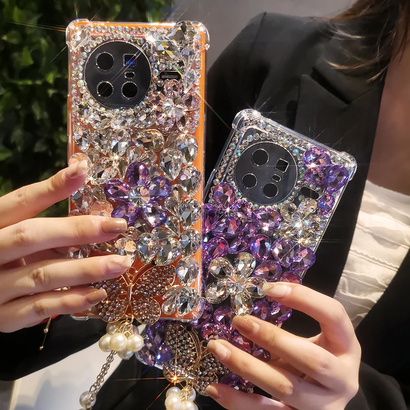 

Женский ЧЕХОЛ ДЛЯ Vivo X80 Pro, защитный чехол с полным отверстием в виде бабочки для Vivo X80, защитный чехол с ремешком на запястье