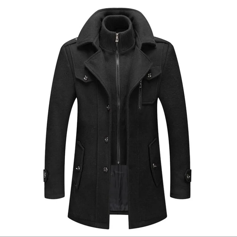 

Осенне-зимнее мужское однобортное шерстяное пальто в британском стиле, классическое деловое повседневное пальто