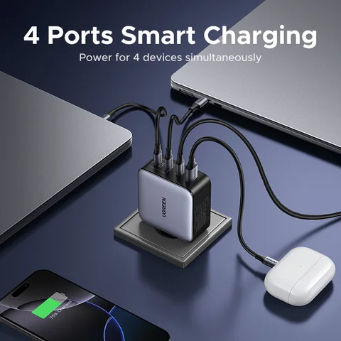 UGREEN 200 Вт дорожное зарядное устройство GaN PD 3.1 140 Вт QC4.0 3.0 Быстрая зарядка для ноутбуков Macbook Pro iPhone 16 15 Samsung S25 Xiaomi Tablet