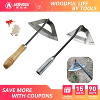 asoyoga 32cm garden hollow hoe and wooden handle hand hoe set edger weeder weeding tool for patio soil loosening farm planting