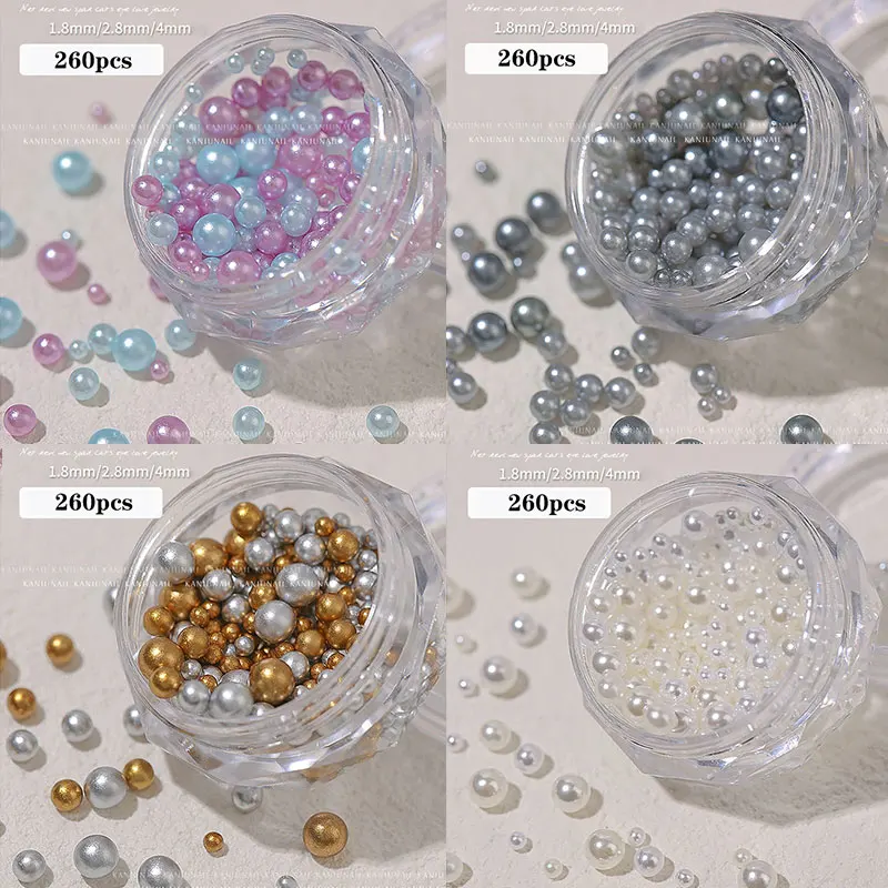 

1.8/2.8/4mm 260pcs Mixed 3D Nail Art Rhinestones Jewelry Pearl Diamond Round Nail Parts Balls Decoration Nails Accessories