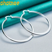 925 sterling silver 55mm smooth round hoop earrings classic for women party engagement wedding birthday gift fashion jewelry