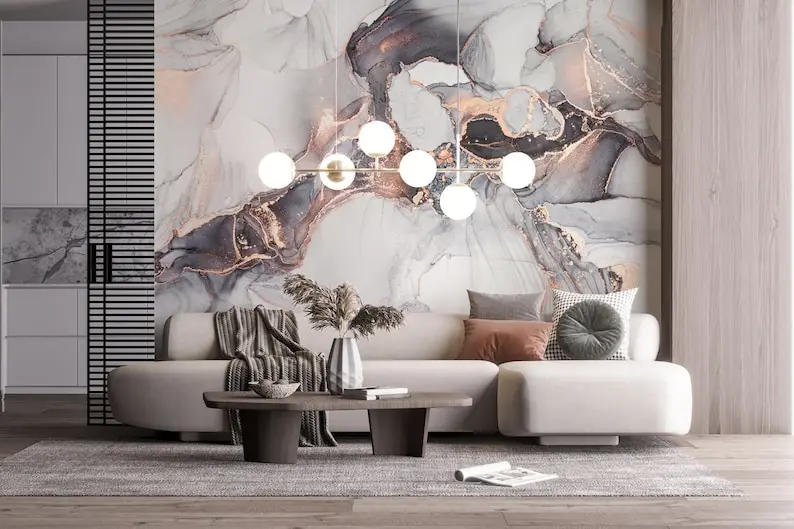 Роскошные обои с мраморным узором под розовое золото самоклеящиеся настенные