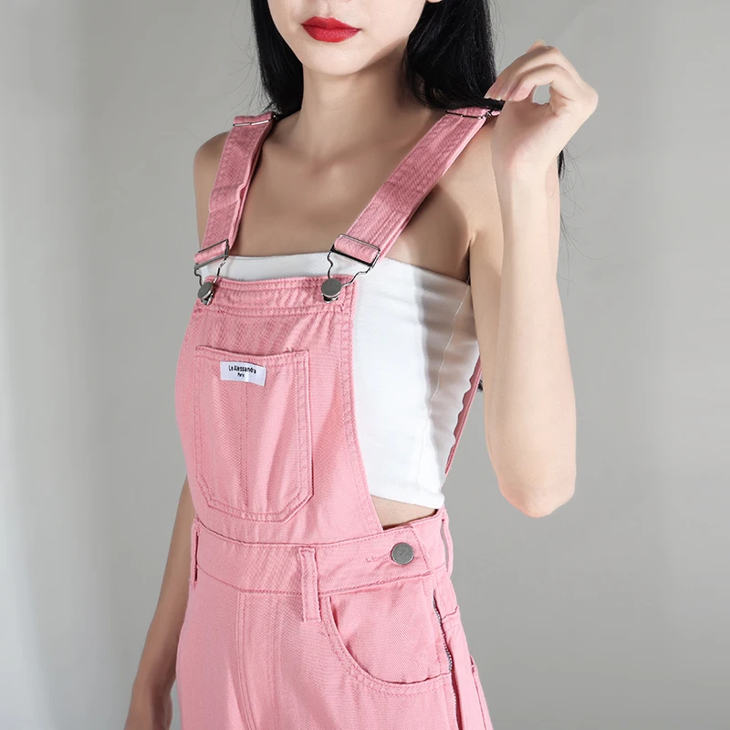 Jeans Women's Pink Spring/Summer 2023 New Large Strap Pants Fashion Trend High Waist Loose Reducing Age Floor