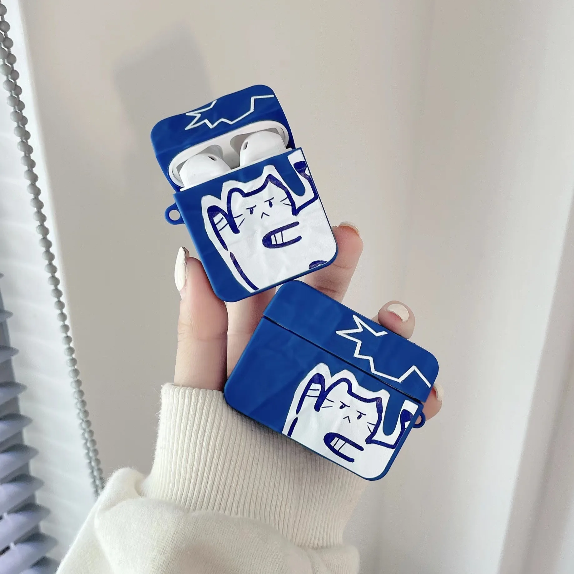 

Creative Klein Blue Origami Cat Earphone Case For Airpods Wireless Bluetooth Headset Charging Box For Airpods Pro Protect Case