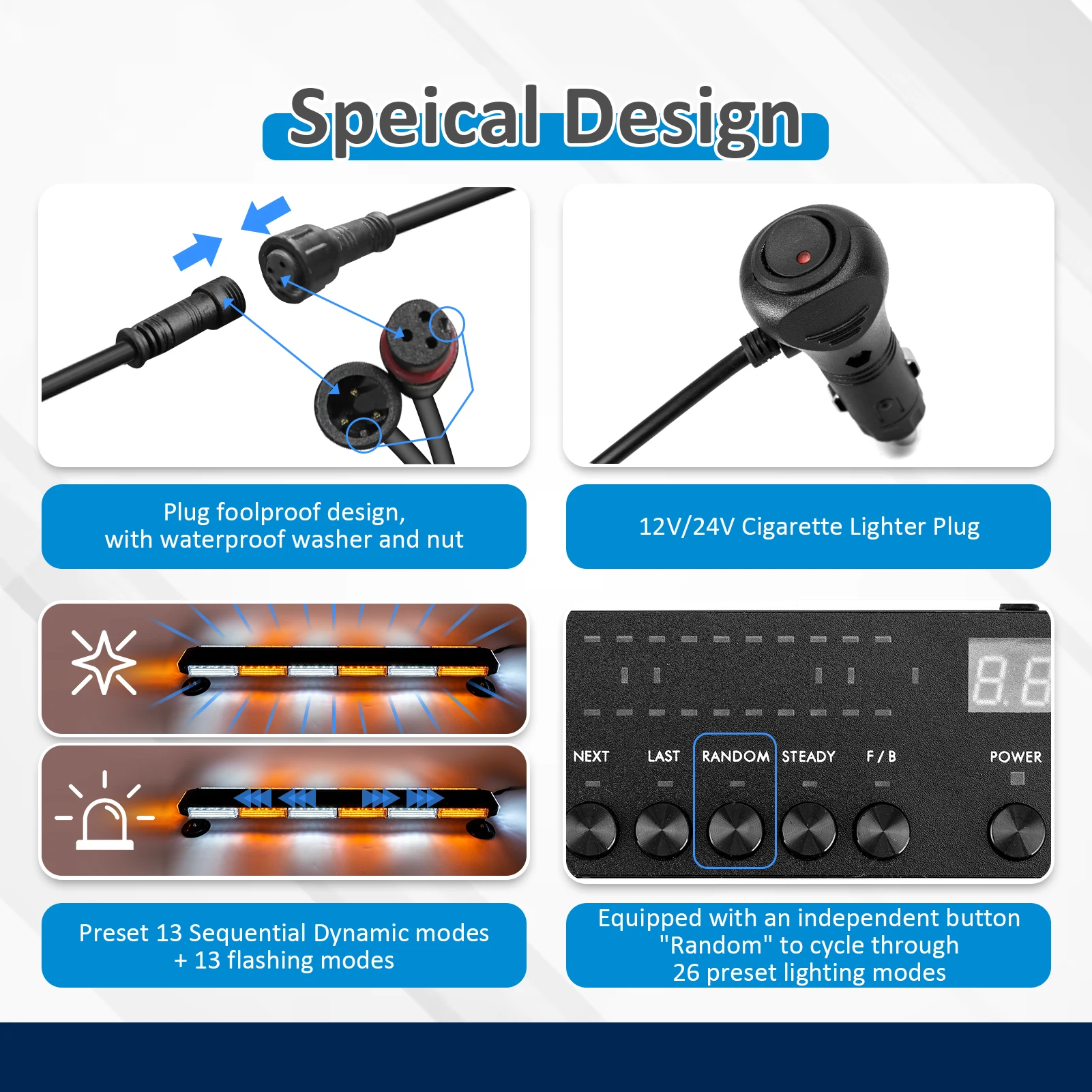 Универсальный аварийный светодиодный стробоскоп COB на крыше для внедорожных