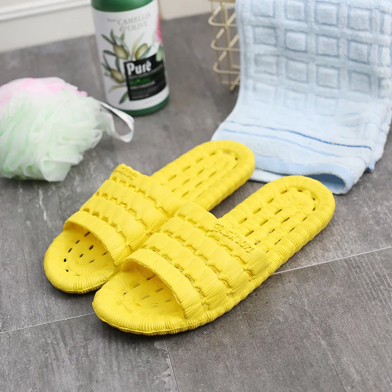 4Pairs/Pack Man Women Home Slippers EVA Bath Slippers Soft Sole Hollowed Out Non-slip Male Female Indoor Shoes Couples Slides