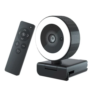 2K Webcam With Built-In Microphone 24 LED Lights With Remote Control Webcam Is Suitable For Video Calls, Online Meetings