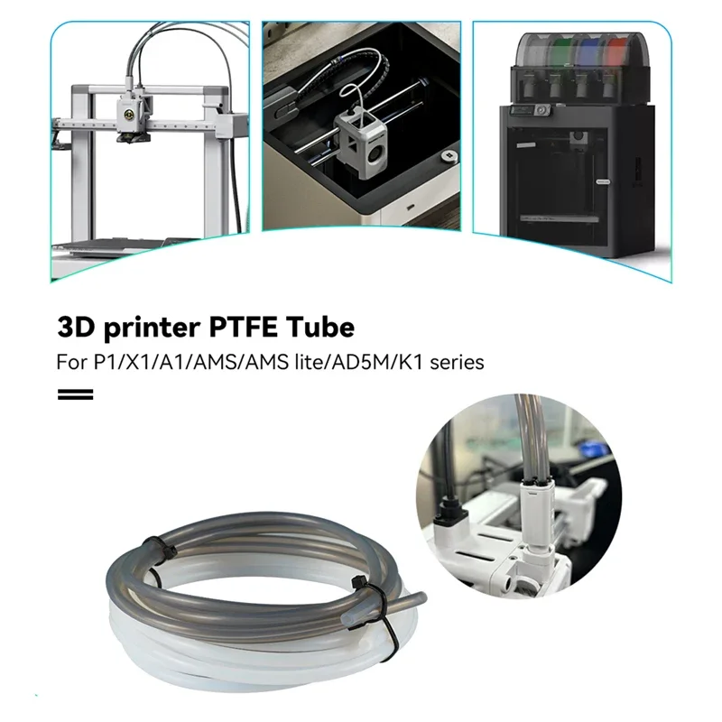 Для Bambu Lab Ptfe Tube 2 5 мм 4 P1S P1P AMS A1 Мини-3D-принтер Teflonto Pipe X1C Bambulab м/10 м Белый Серый LITE