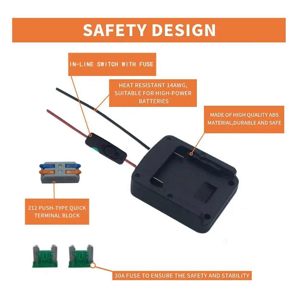 

Battery Adapter for Bosch 18v Lithium Battery Power Mount Connector Adapter Dock Holder With Fuse Terminal Dropship