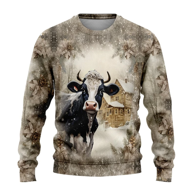 Farm Animal Graphic Sweatshirts Fashion Donkey Sheep Chicken Cow Ugly Christmas Sweater Harajuku Unisex Y2k Pullovers