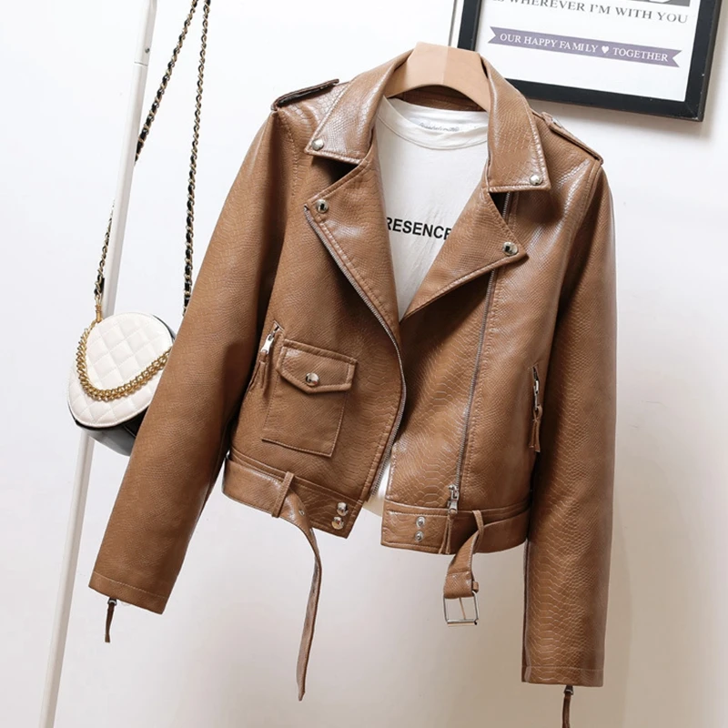 CCI Jackets Rarf Regular Turn Down Collar Rivet Short Full Zipper Faux Leather Aviator Woman YJ059T Free Shipping